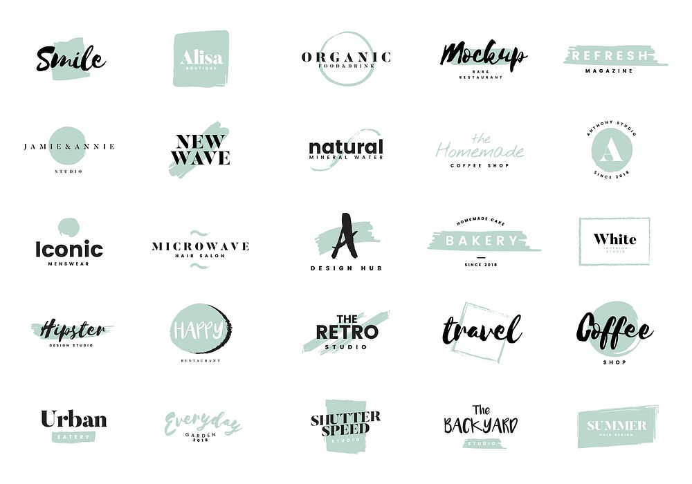Collection of logos and branding vector