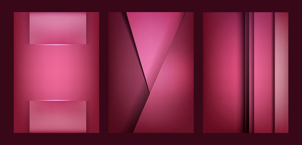 Set of abstract background designs in dark pink