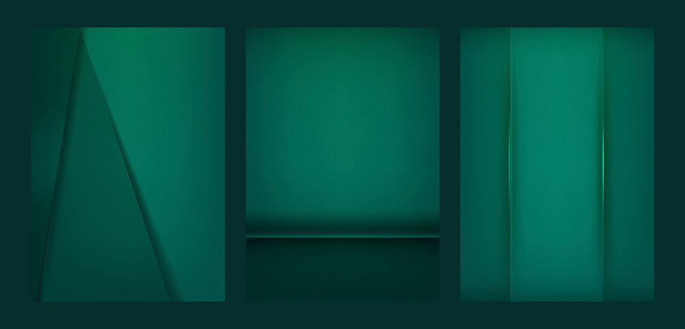 Set of abstract background designs in emerald green