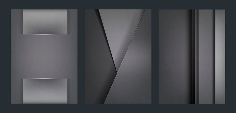 Set of abstract background designs in dark gray