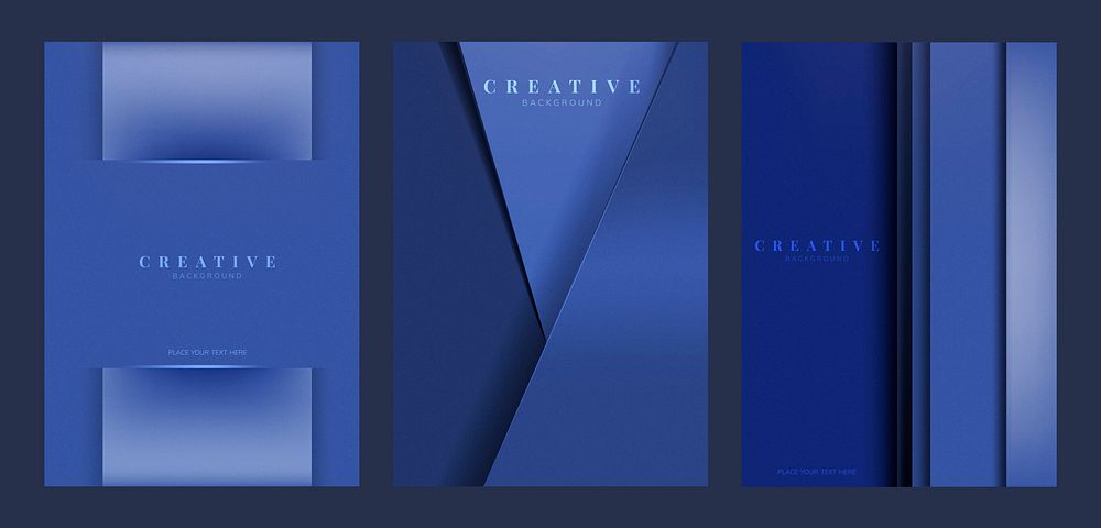 Set of creative background designs in blue