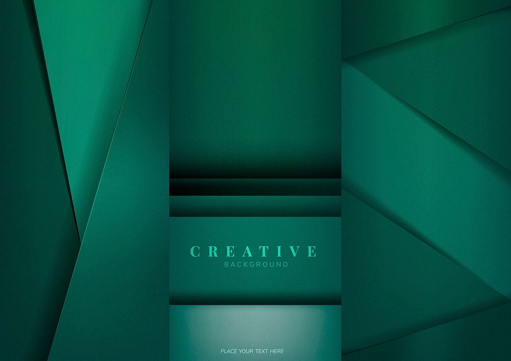 Set of abstract creative background designs in emerald green