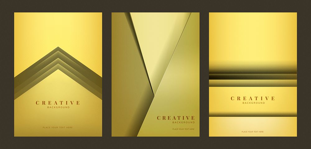 Set of abstract creative background designs in yellow
