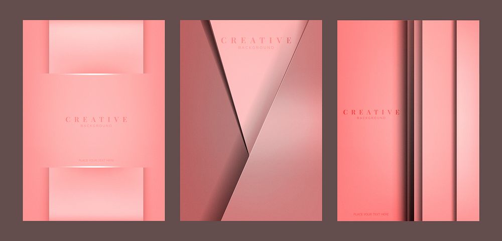 Set of abstract creative background designs in pink