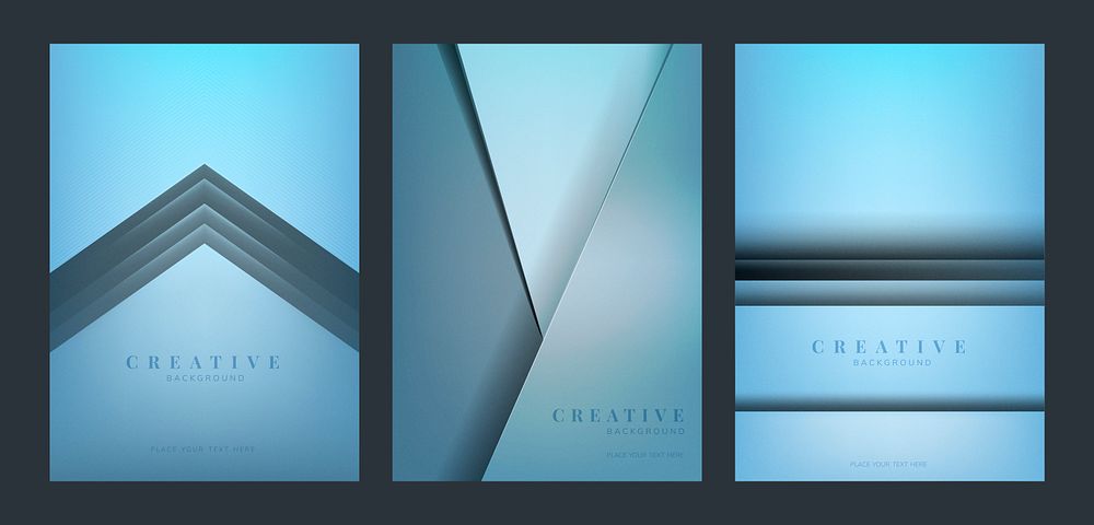 Set of abstract creative background designs in blue