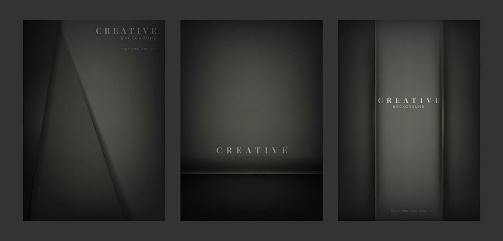 Set of abstract creative background designs in black