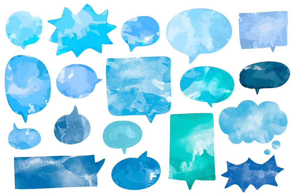 Set of watercolor speech bubbles vector