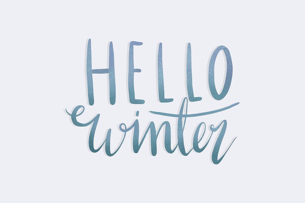 Hello winter watercolor typography vector
