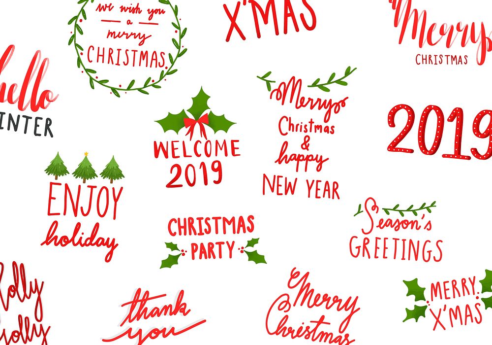 Collection of holiday typography vectors