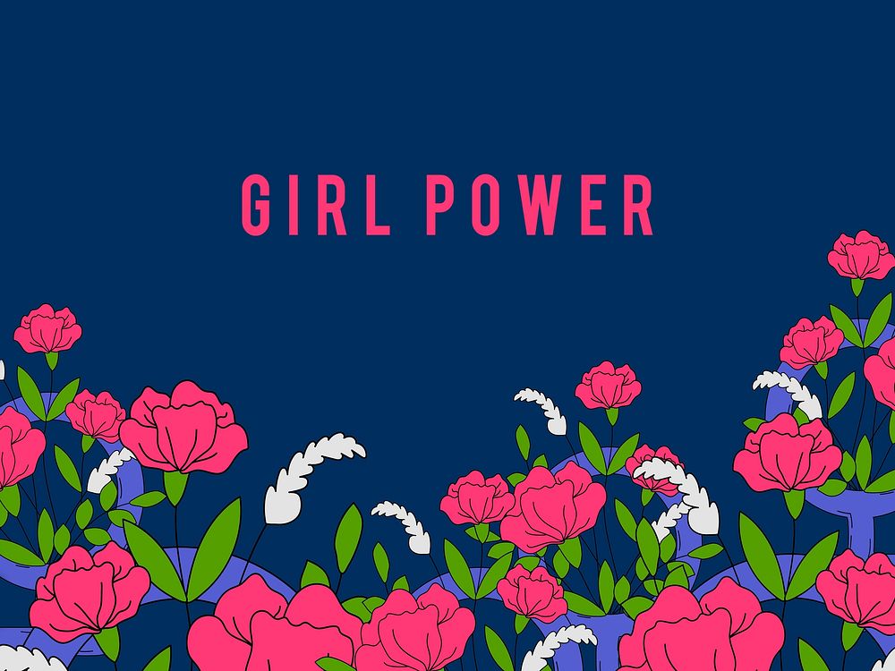Girl Power on floral background vector