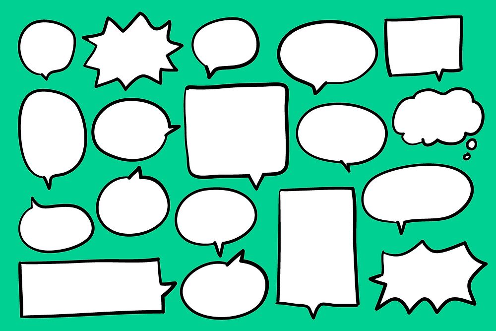 Collection of speech bubbles on green background vector