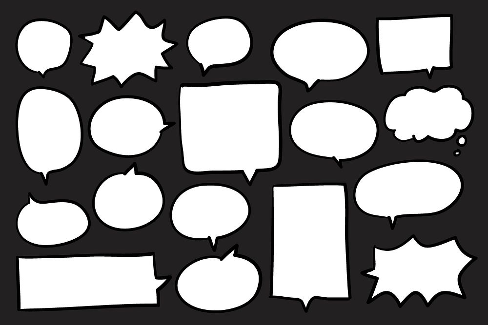 Collection of speech bubbles on black background vector
