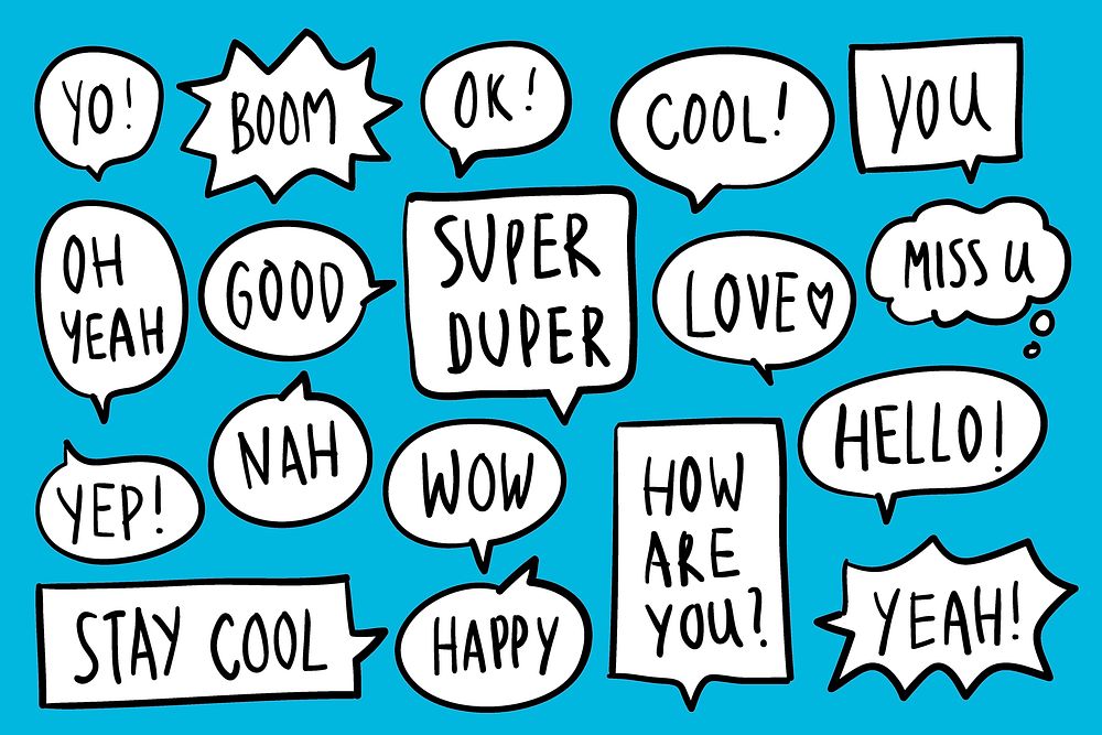 Collection of speech bubbles on blue background vector