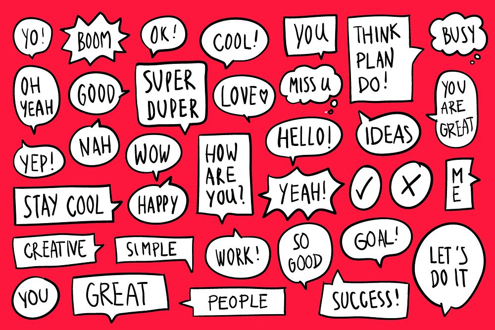 Collection of speech bubbles on red background vector
