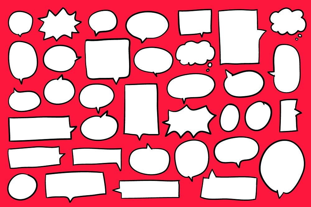 Collection of speech bubbles on red background vector