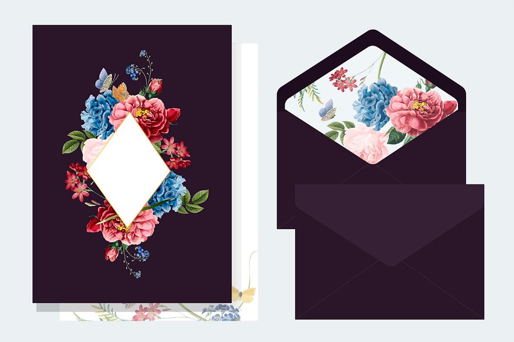 Floral invitation card mockup illustration