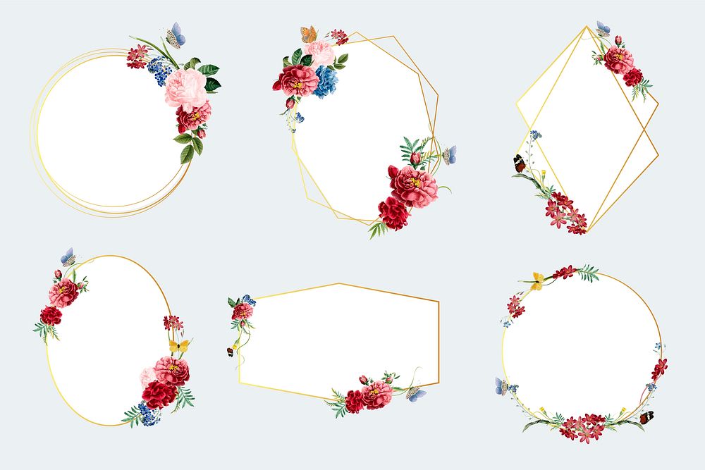 Set of floral frame illustrations