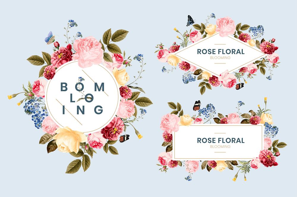 Set of floral card illustration