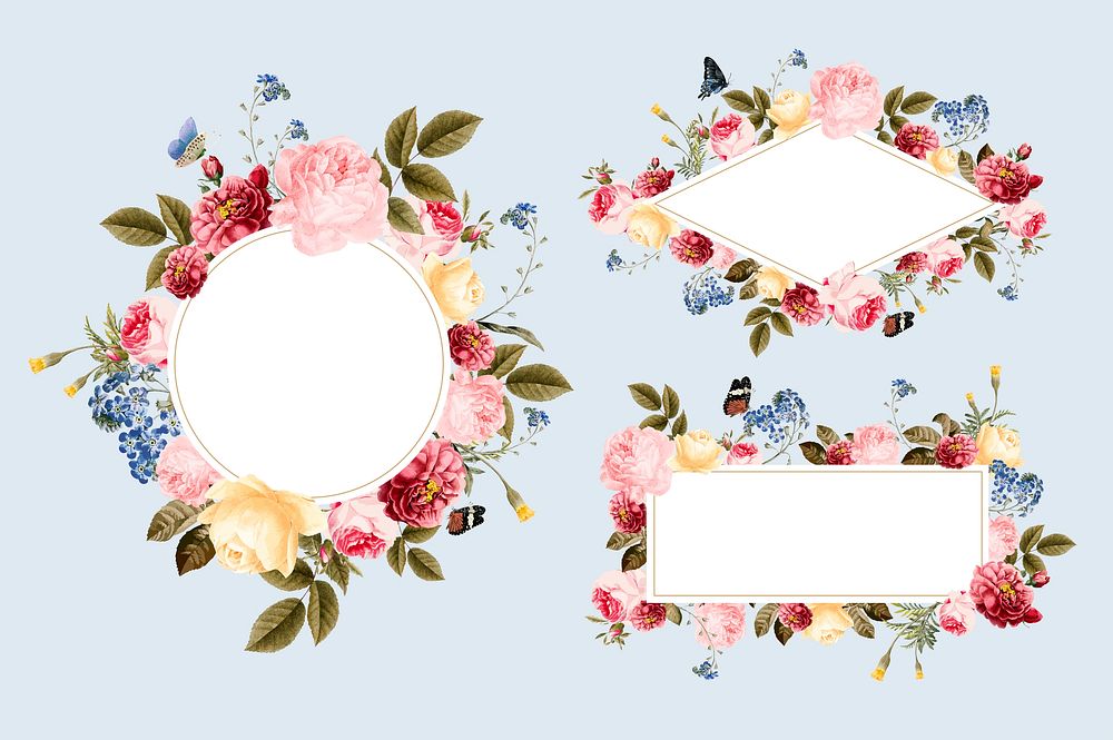 Set of floral card templates