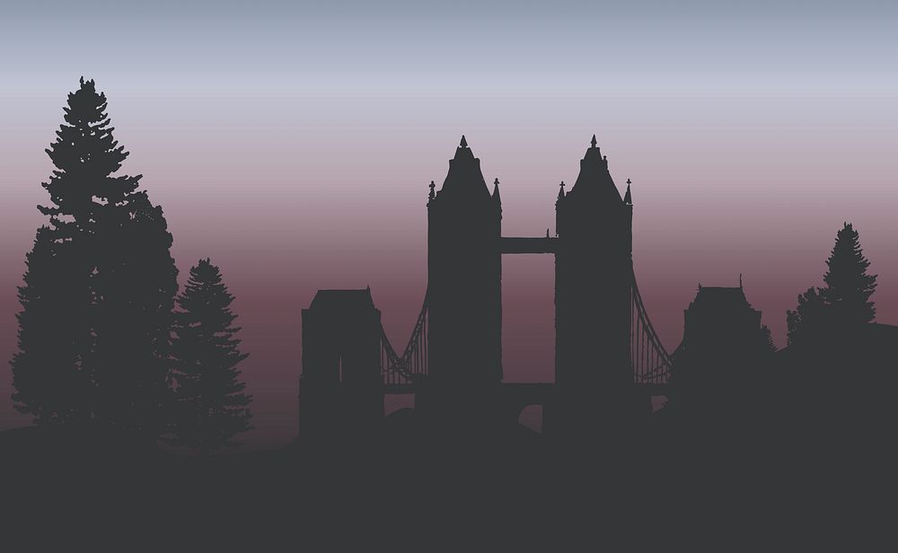 The Tower Bridge in a forest vector