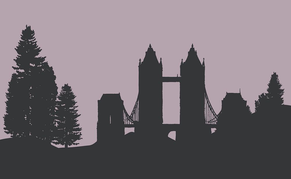 The Tower Bridge in a forest vector
