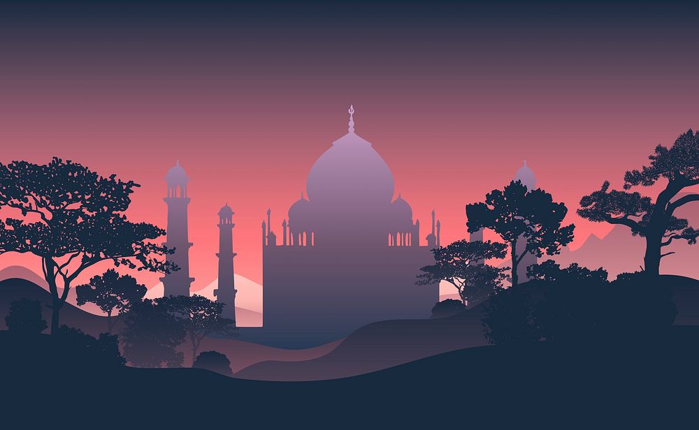 Silhouette of the Taj Mahal vector