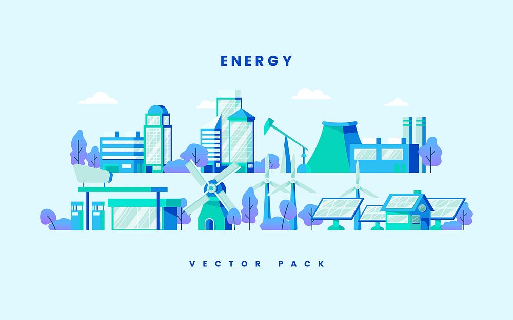Energy saving concept vector in blue