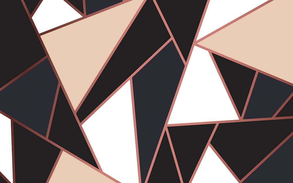 Modern mosaic wallpaper in rose gold, cream, and black