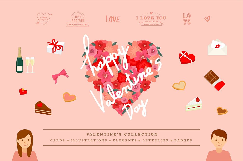 Illustrations of Valentine's items