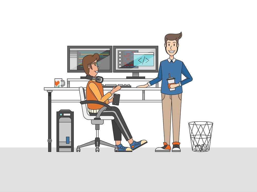 Illustration of programmers at a desk