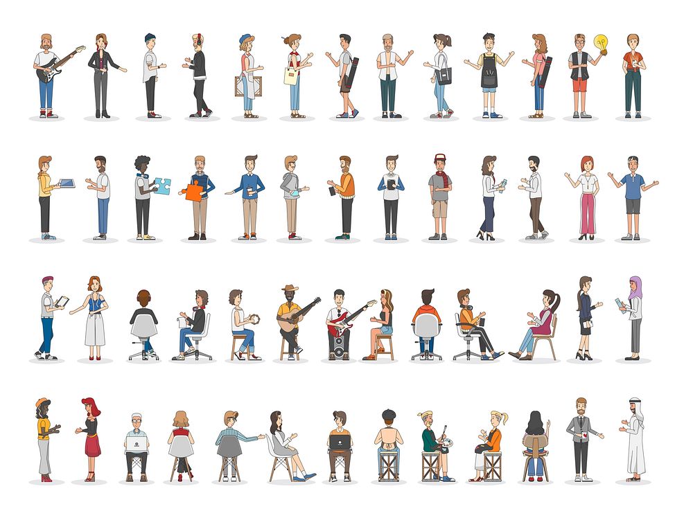 Collection of diverse illustrated people