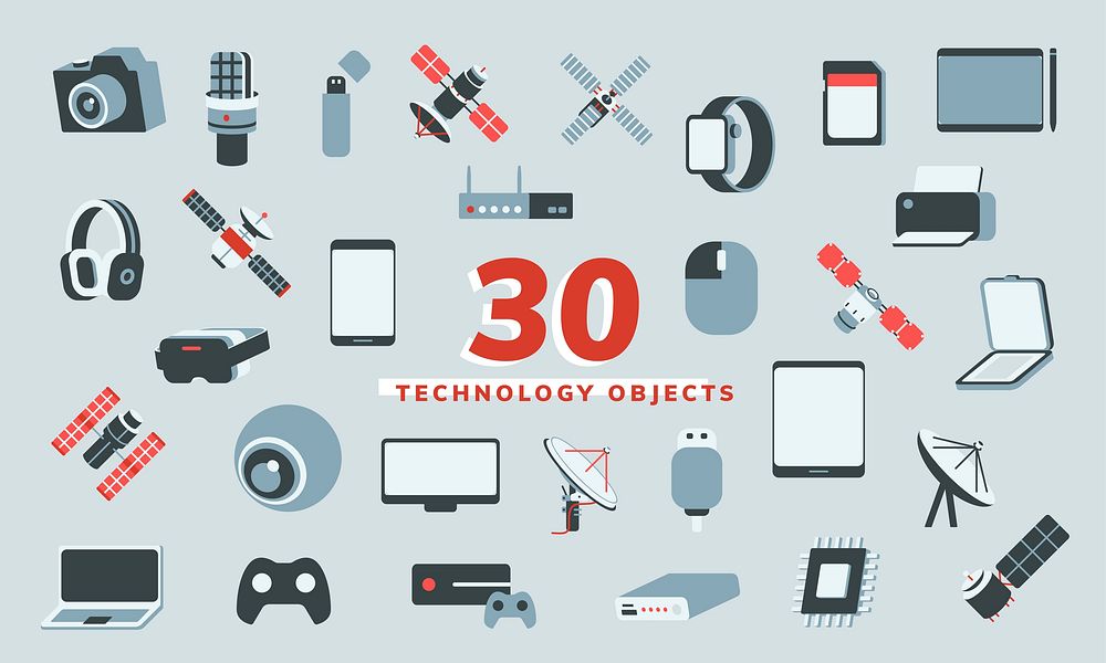 Illustration vector of 30 technology objects