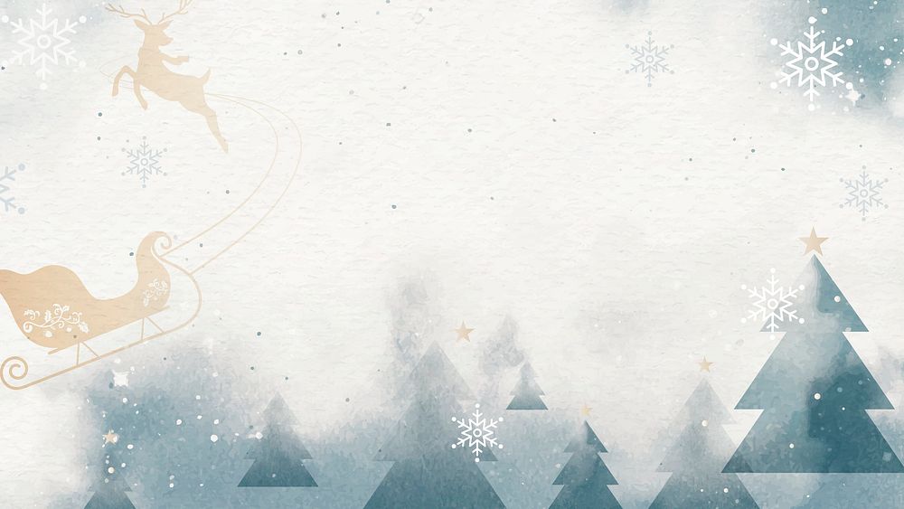 Sleigh with reindeer over winter landscape vector