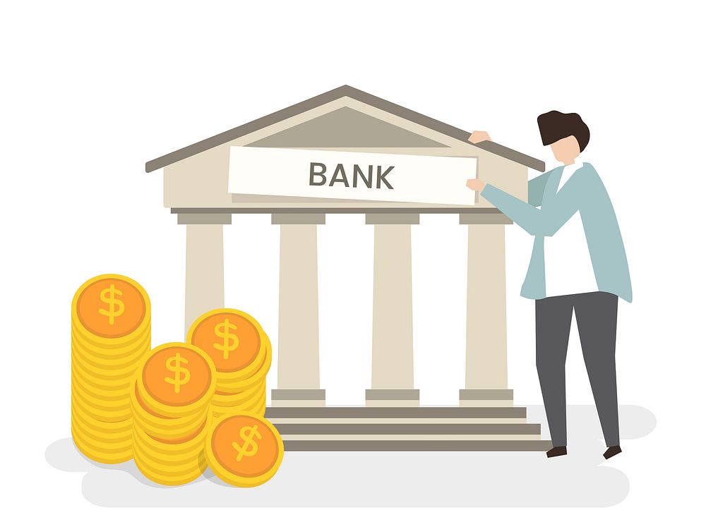Illustration of a man at the bank