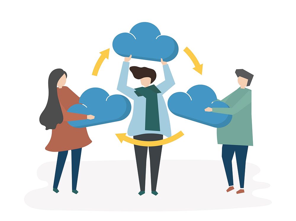 Illustration of cloud network sharing concept