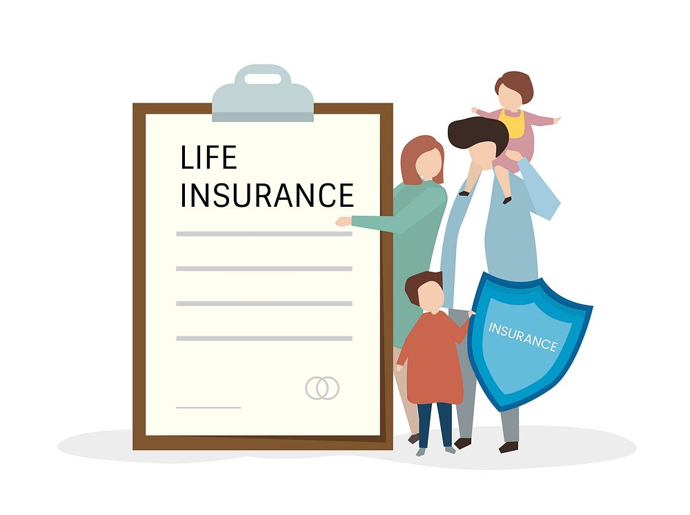 Illustartion of people with life insurance