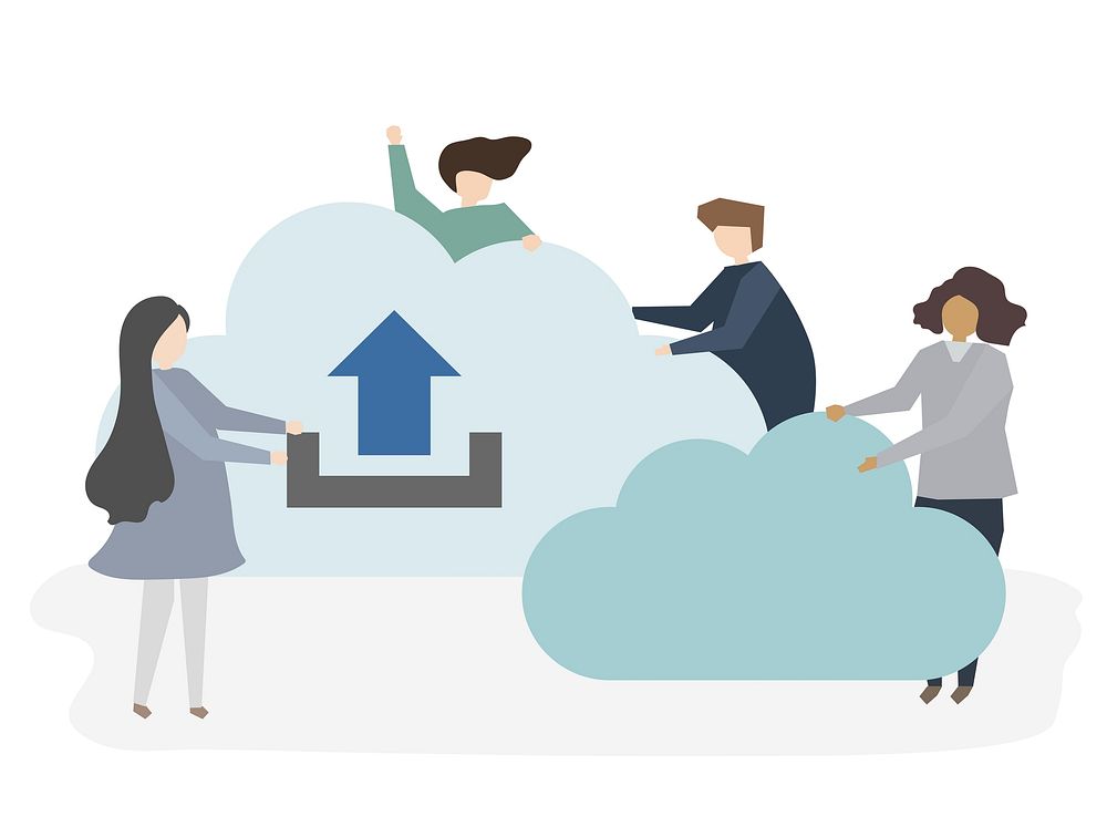 Illustration of people with cloud