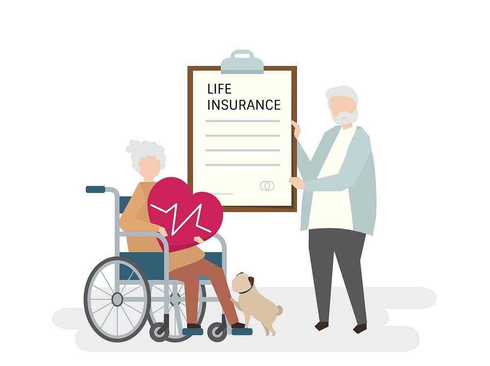 Illustration of seniors with life insurance