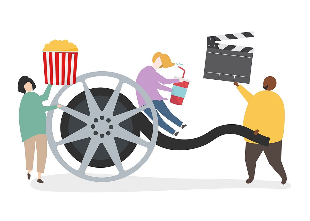 Illustration of character with movie reel