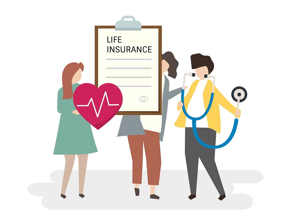 Illustration of people with a life insurance