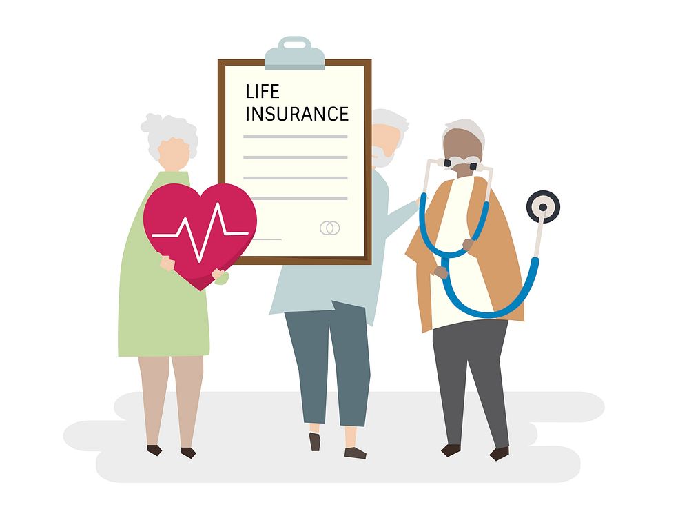 Illustration of senior adult life insurance