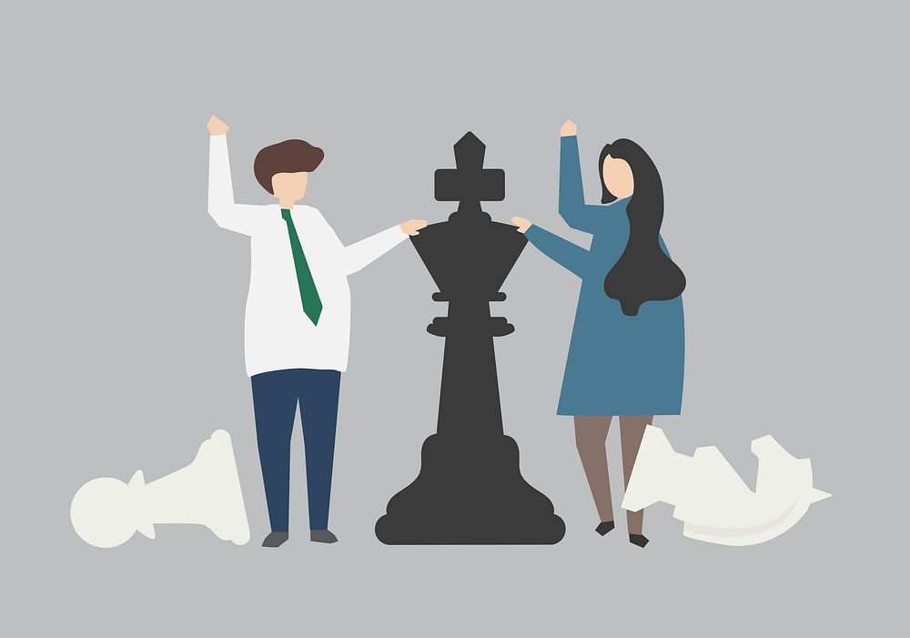 Leadership with chess strategy concept illustration