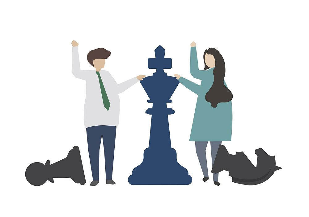 Leadership with chess strategy concept illustration