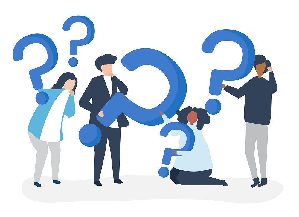 Group of people holding question mark icons