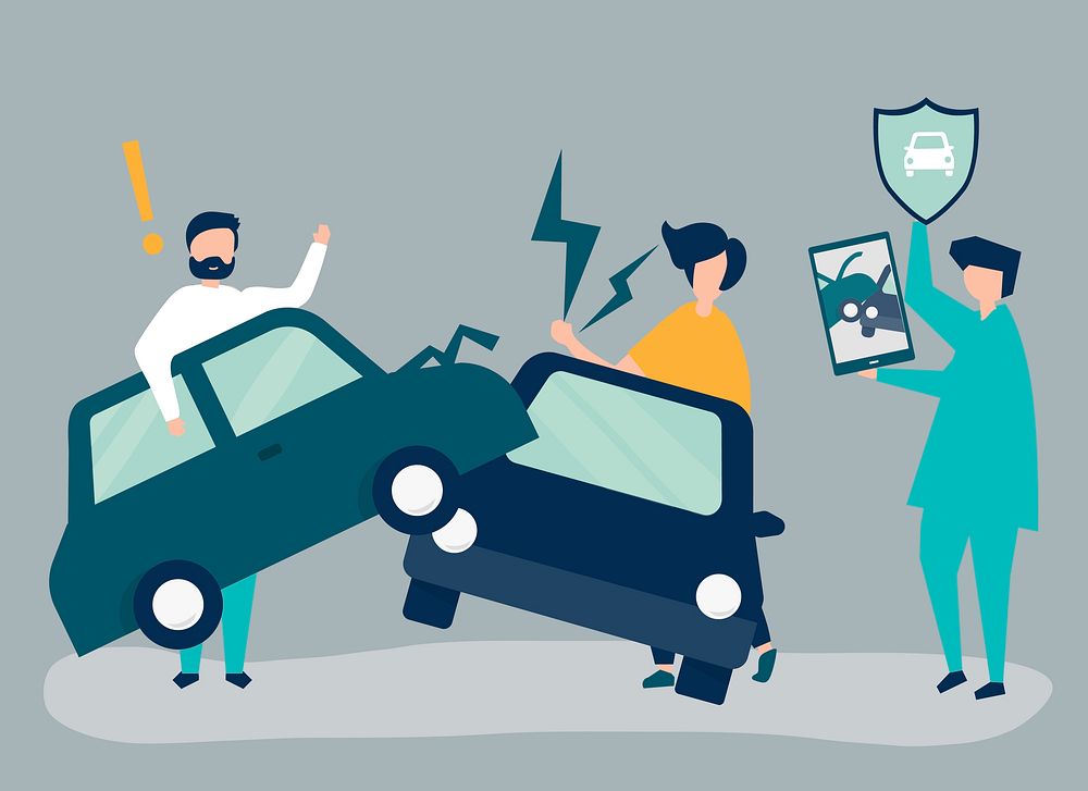 An insurance agent resolving a car accident