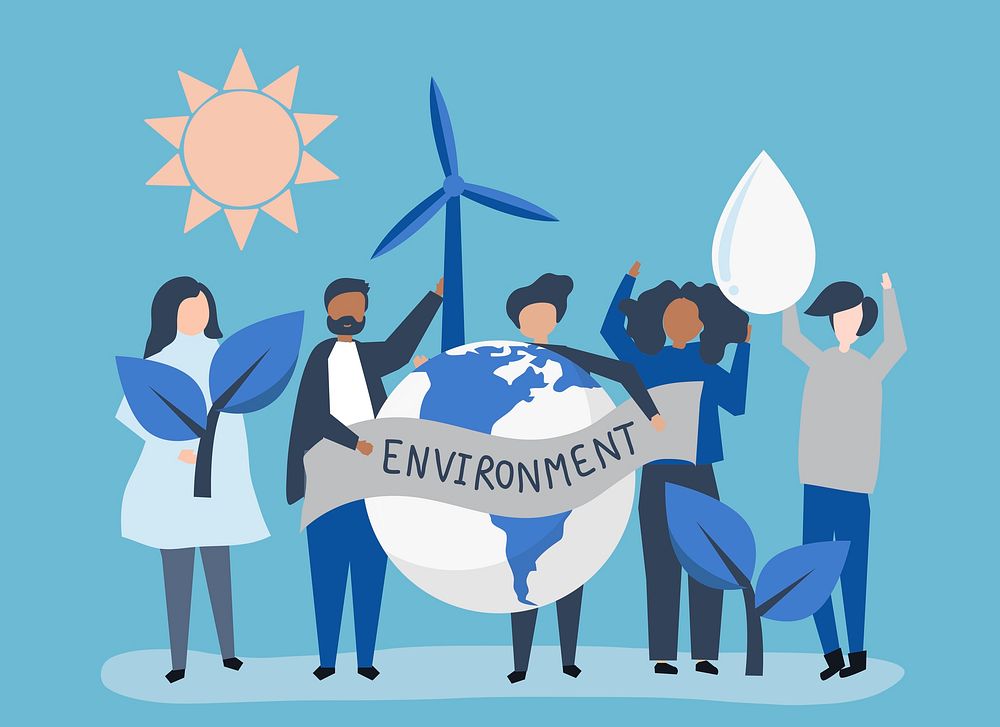 People with environmental sustainability concept | Premium Vector ...