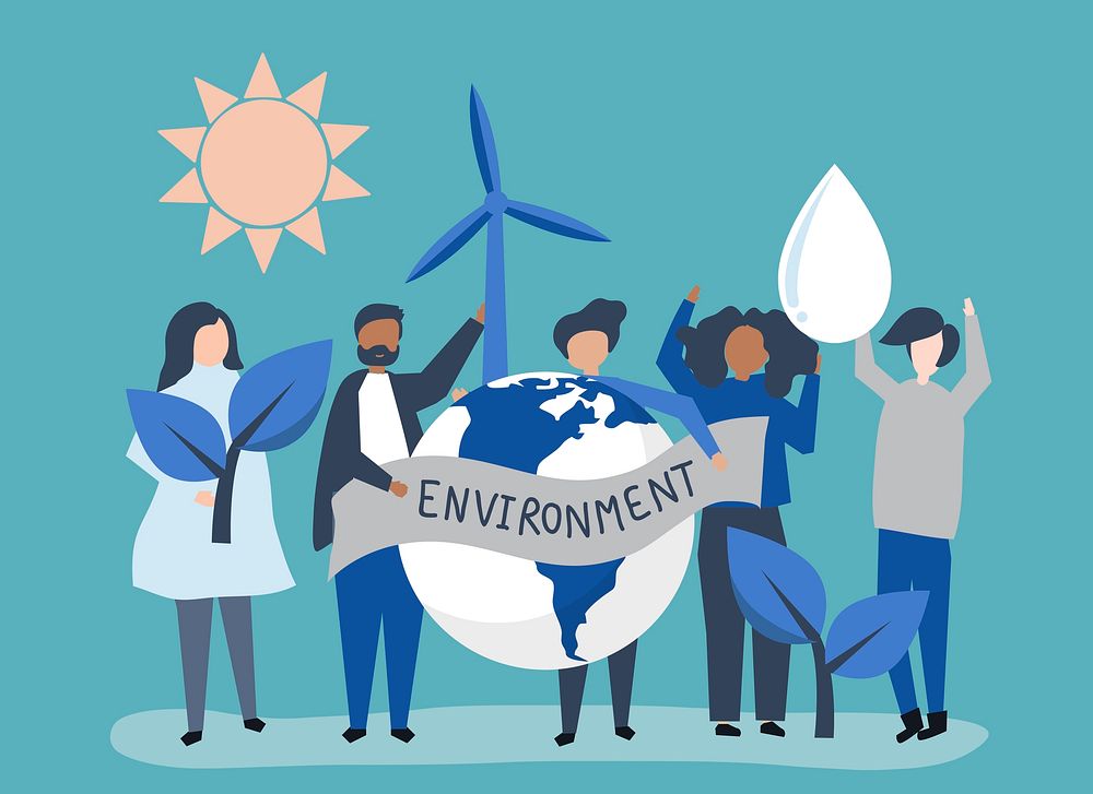 People with environmental sustainability concept | Premium Vector ...