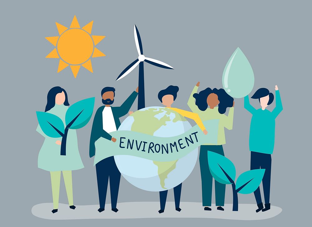 People with environmental sustainability concept | Premium Vector ...