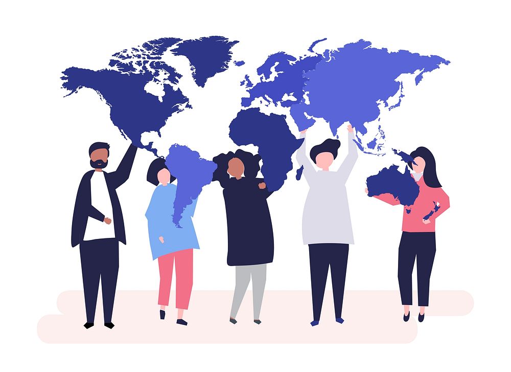 Character illustration of diverse people and the world