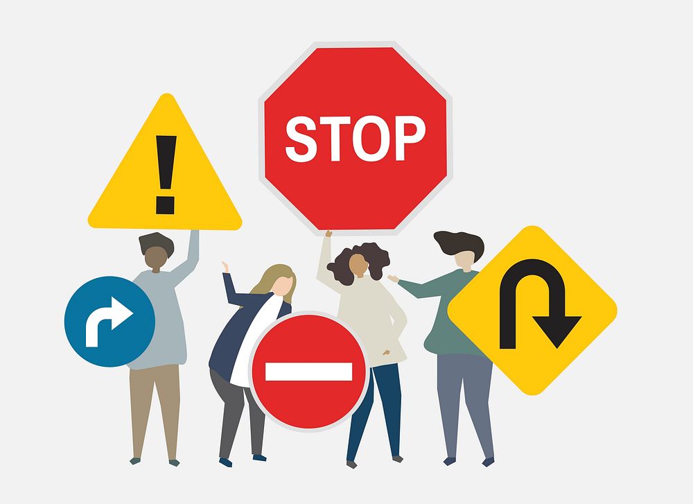 Illustration of street signs for safety concerns illustration